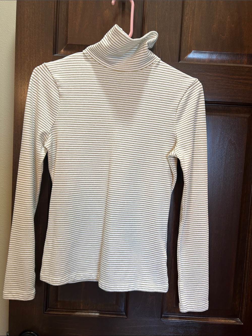 Vineyard Vines Cream and Black Striped Ribbed Turtleneck